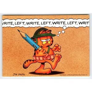 Garfield Cat Postcard Soldier Hat Jim Davis Comic Orange Tabby 1978 Cartoon